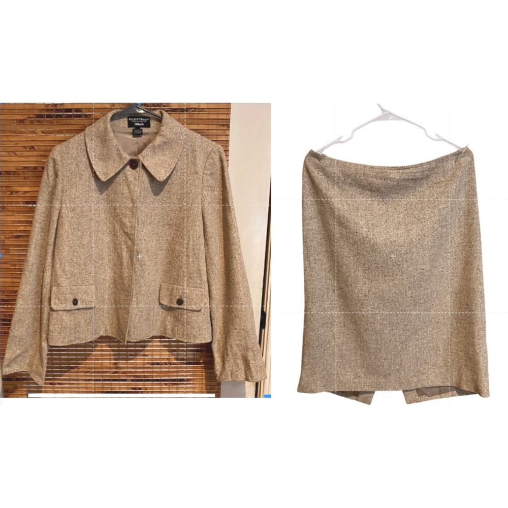Ellen Tracy Dillard's Womens Skirt Suit Silk Linen Blend Sz 12 Jacket and Skirt
